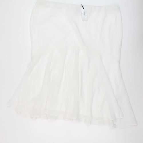 Nightingales Womens White Polyester A-Line Skirt Size 24