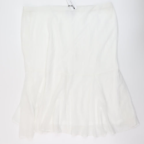 Nightingales Womens White Polyester A-Line Skirt Size 24