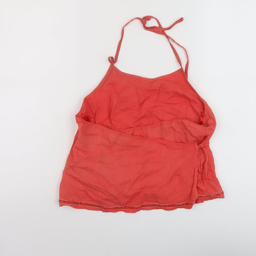 Animal Womens Orange Linen Basic Tank Size 12 Halter