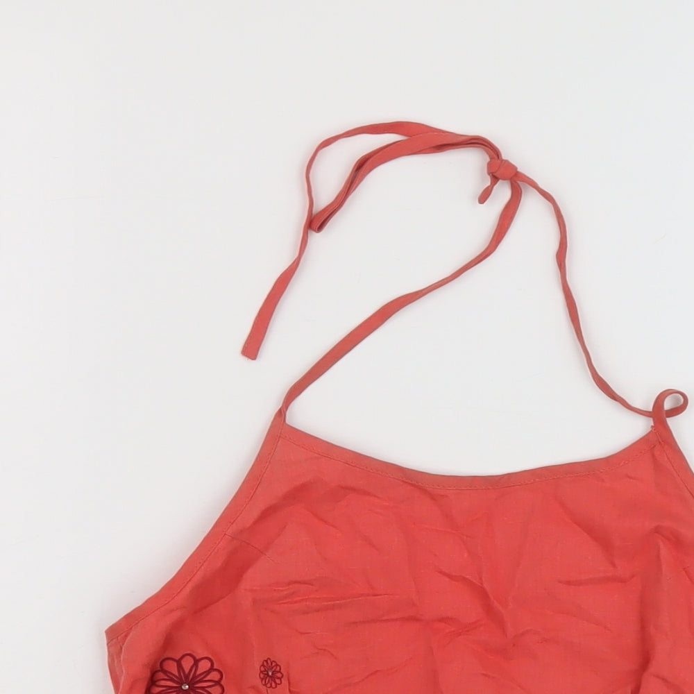 Animal Womens Orange Linen Basic Tank Size 12 Halter