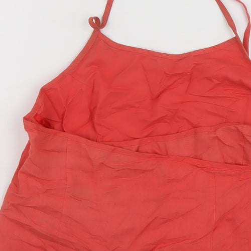 Animal Womens Orange Linen Basic Tank Size 12 Halter
