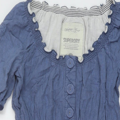Superdry Womens Black Cotton A-Line Size L Round Neck Pullover - Vintage