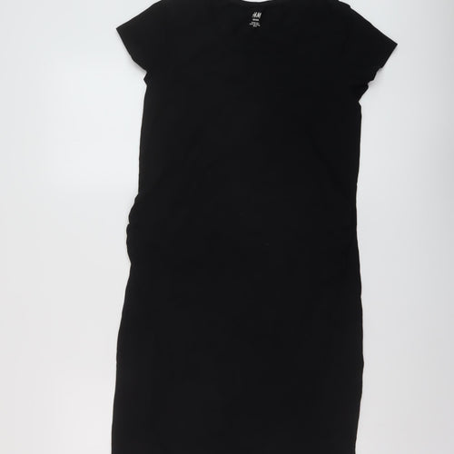 H&M Womens Black Cotton T-Shirt Dress Size M Round Neck Pullover
