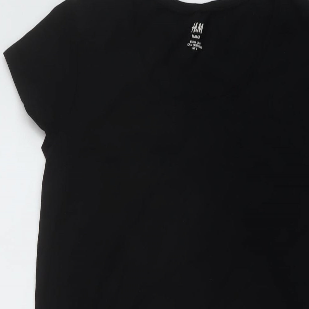 H&M Womens Black Cotton T-Shirt Dress Size M Round Neck Pullover