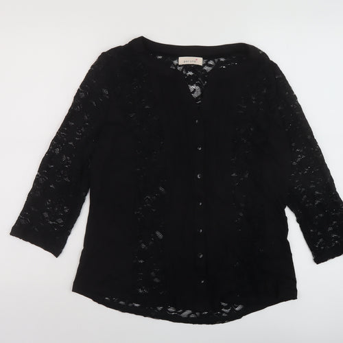 Per Una Womens Black Polyamide Basic Blouse Size 14 V-Neck