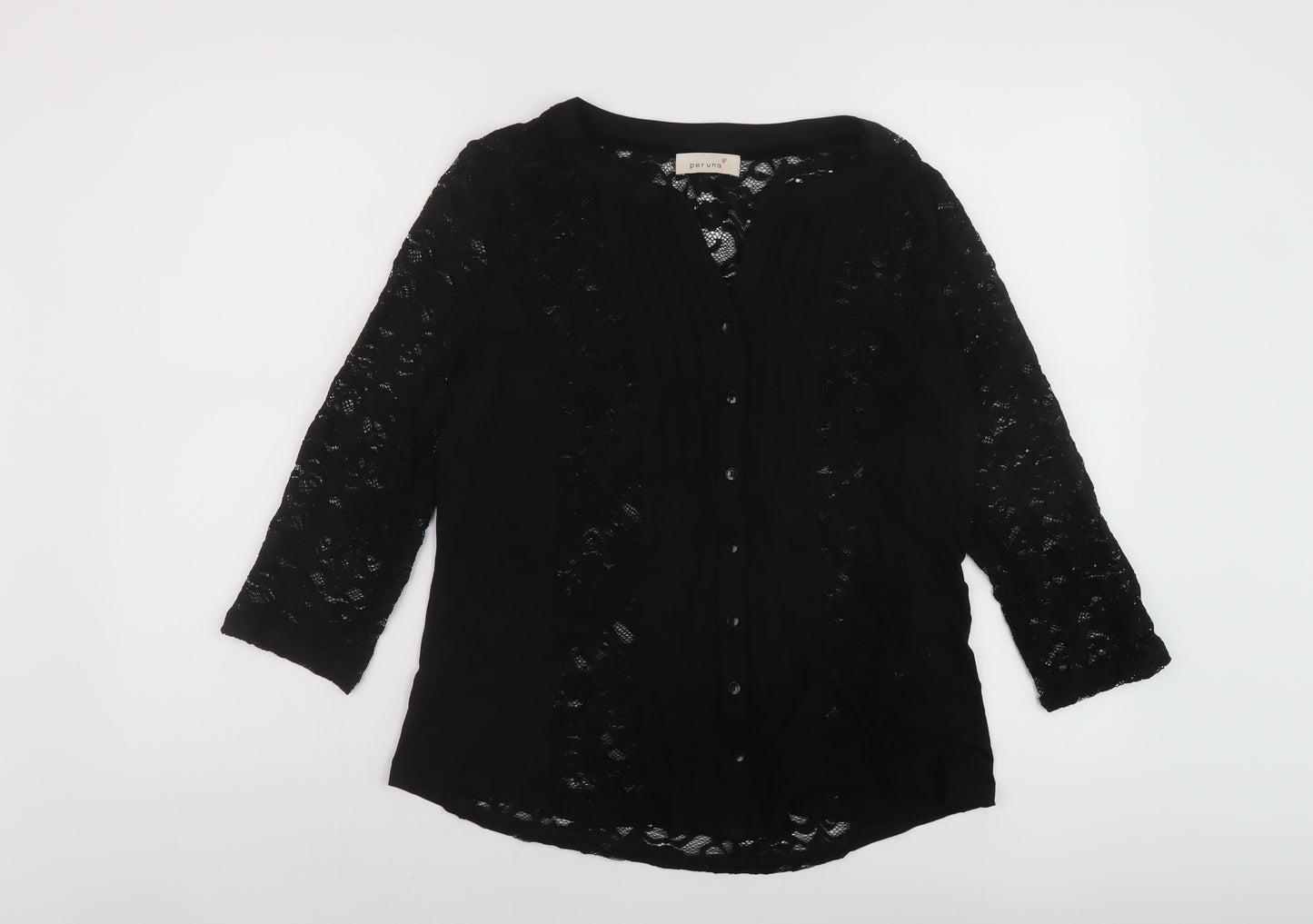 Per Una Womens Black Polyamide Basic Blouse Size 14 V-Neck