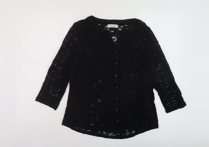 Per Una Womens Black Polyamide Basic Blouse Size 14 V-Neck