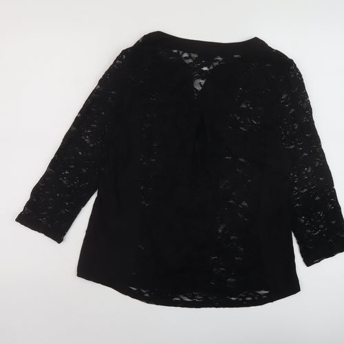 Per Una Womens Black Polyamide Basic Blouse Size 14 V-Neck