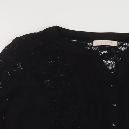 Per Una Womens Black Polyamide Basic Blouse Size 14 V-Neck