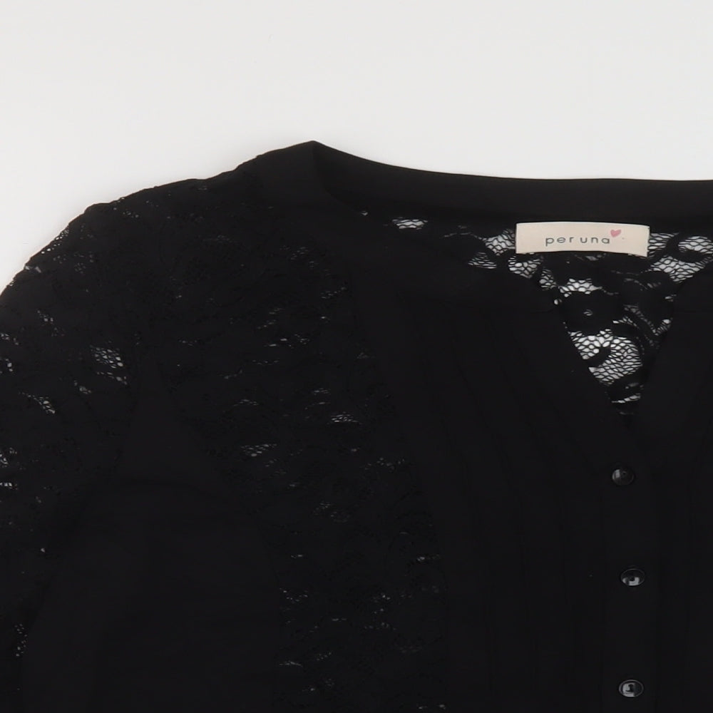 Per Una Womens Black Polyamide Basic Blouse Size 14 V-Neck