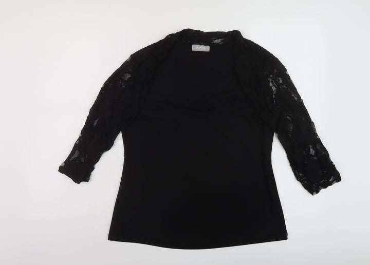 Wallis Womens Black Polyester Basic Blouse Size 16 Square Neck