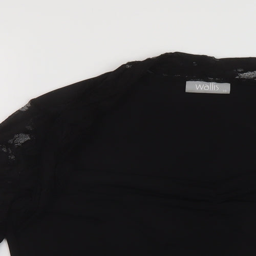 Wallis Womens Black Polyester Basic Blouse Size 16 Square Neck
