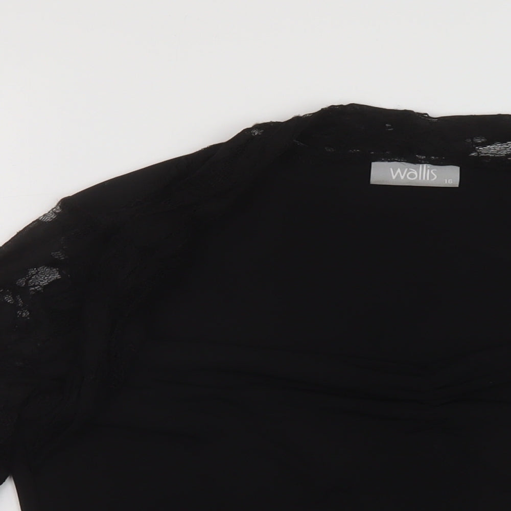 Wallis Womens Black Polyester Basic Blouse Size 16 Square Neck