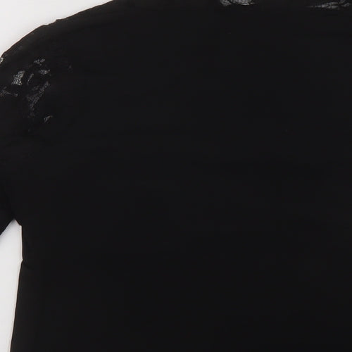 Wallis Womens Black Polyester Basic Blouse Size 16 Square Neck