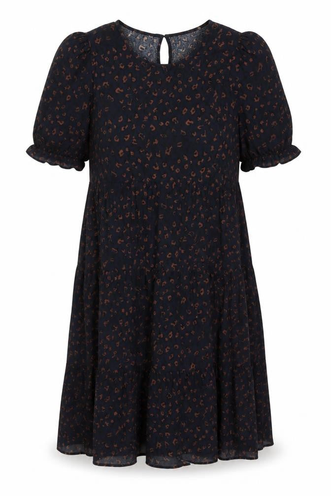 Apricot Womens Blue Animal Print Viscose A-Line Size 14 Round Neck Button