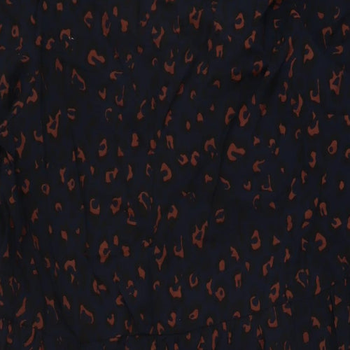Apricot Womens Blue Animal Print Viscose A-Line Size 14 Round Neck Button