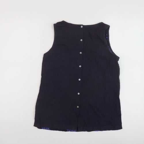 NEXT Womens Blue Geometric Cotton Basic Tank Size 10 Round Neck