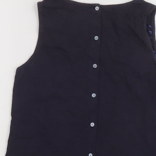NEXT Womens Blue Geometric Cotton Basic Tank Size 10 Round Neck