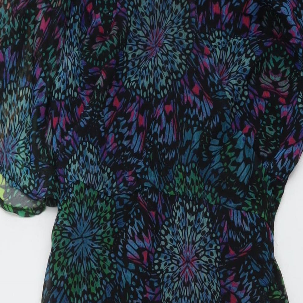 Roman Womens Multicoloured Geometric Polyester Wrap Dress Size 10 V-Neck Tie