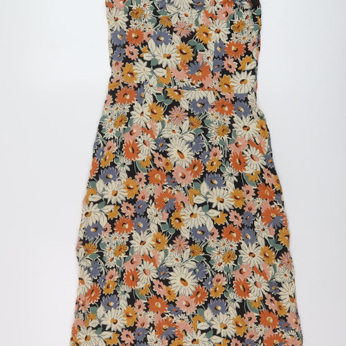 Warehouse Womens Multicoloured Floral Viscose A-Line Size 12 Square Neck Button