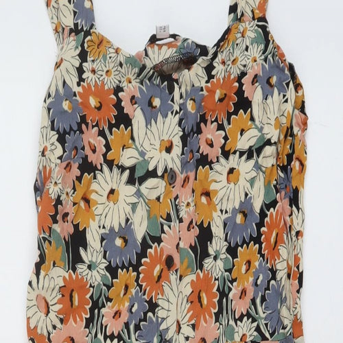 Warehouse Womens Multicoloured Floral Viscose A-Line Size 12 Square Neck Button