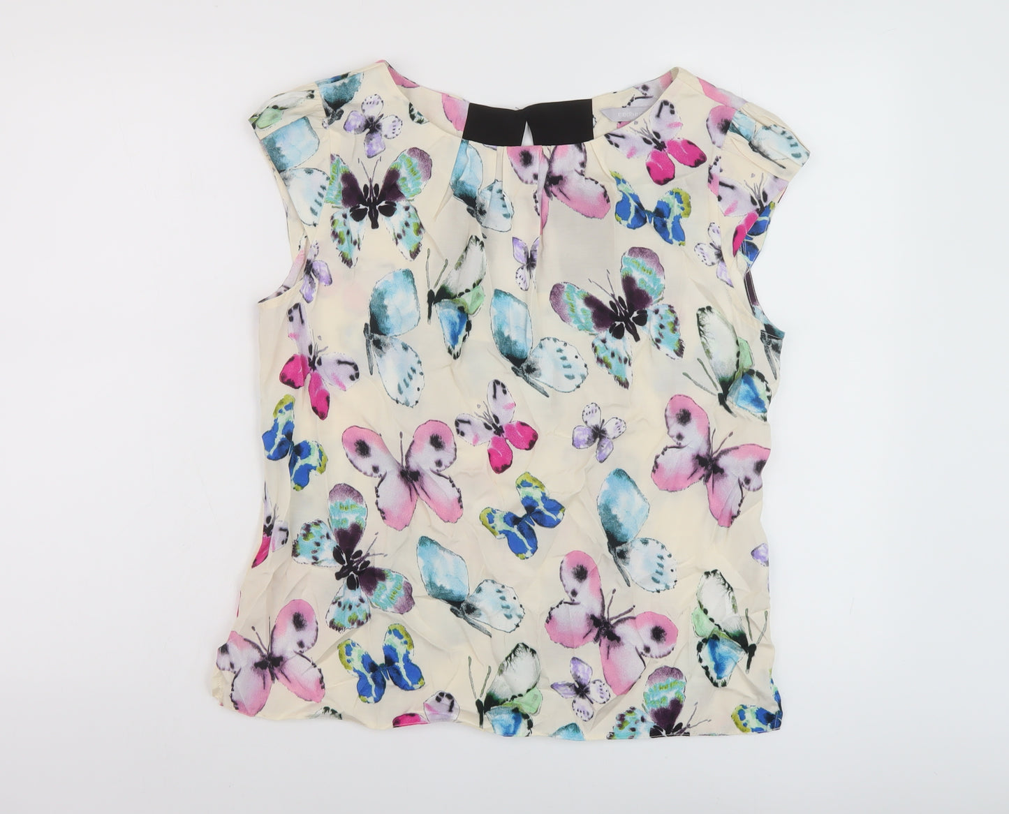 Red Herring Womens Multicoloured Geometric Viscose Basic T-Shirt Size 14 Round Neck