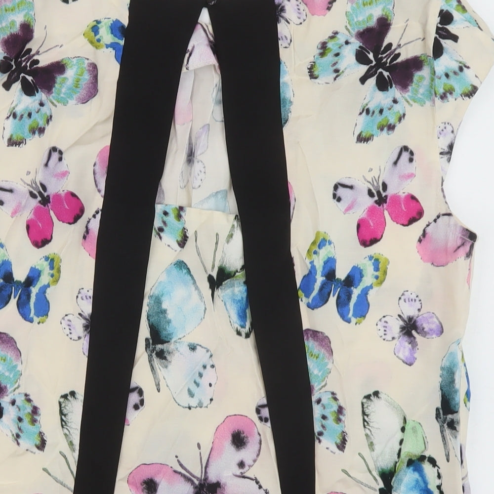 Red Herring Womens Multicoloured Geometric Viscose Basic T-Shirt Size 14 Round Neck