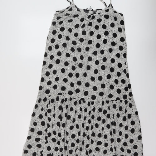 Marks and Spencer Womens Black Polka Dot Viscose A-Line Size 10 Round Neck Pullover