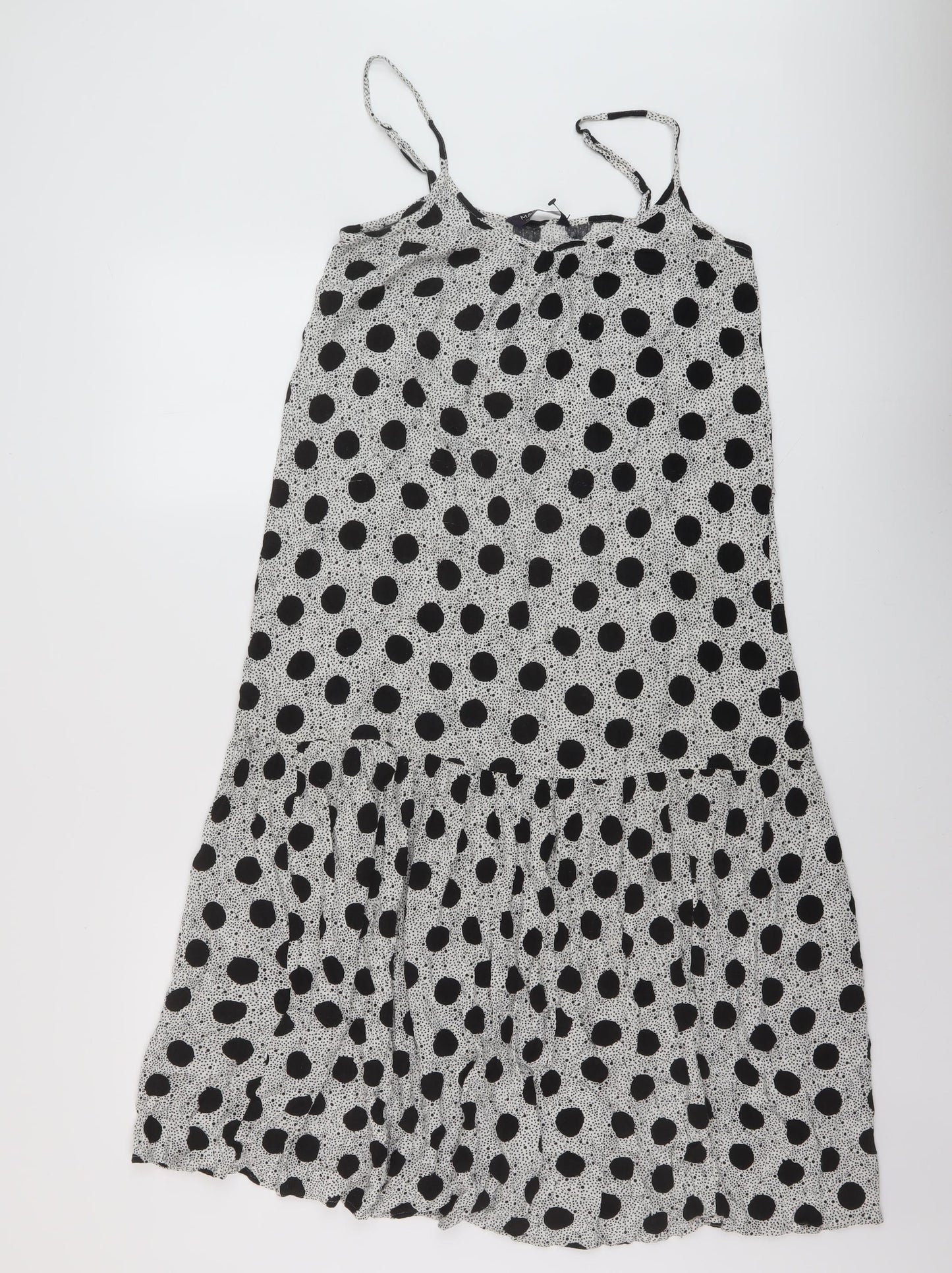 Marks and Spencer Womens Black Polka Dot Viscose A-Line Size 10 Round Neck Pullover