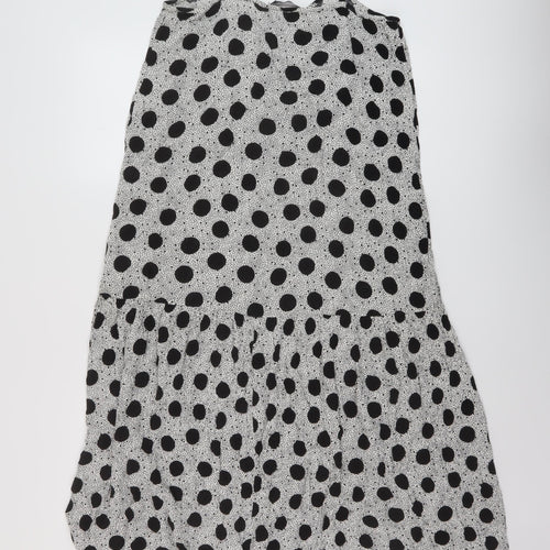 Marks and Spencer Womens Black Polka Dot Viscose A-Line Size 10 Round Neck Pullover