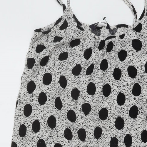 Marks and Spencer Womens Black Polka Dot Viscose A-Line Size 10 Round Neck Pullover