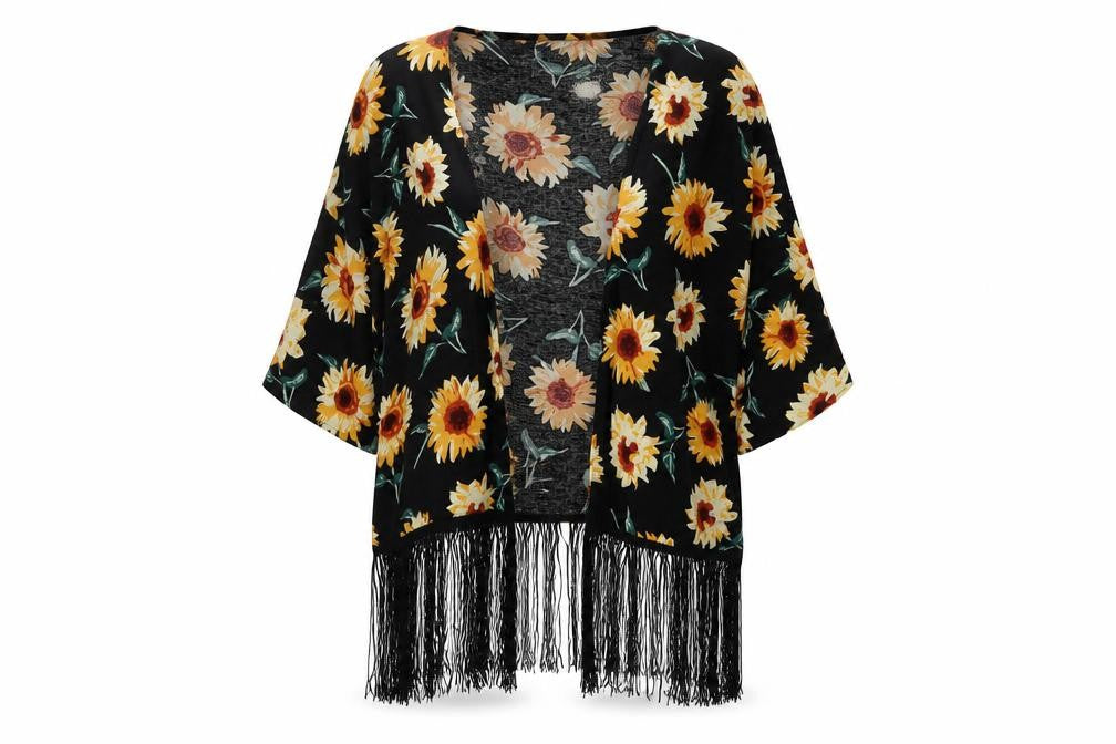 Hearts & Bows Womens Black Floral Viscose Cover Up Size M