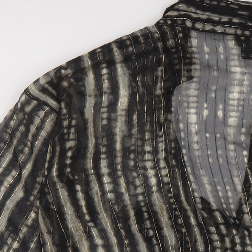 River Island Womens Black Striped Polyester Basic Blouse Size M V-Neck