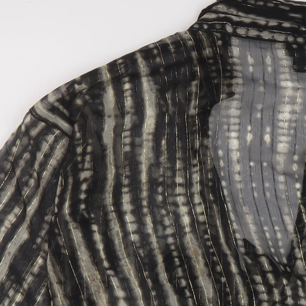 River Island Womens Black Striped Polyester Basic Blouse Size M V-Neck