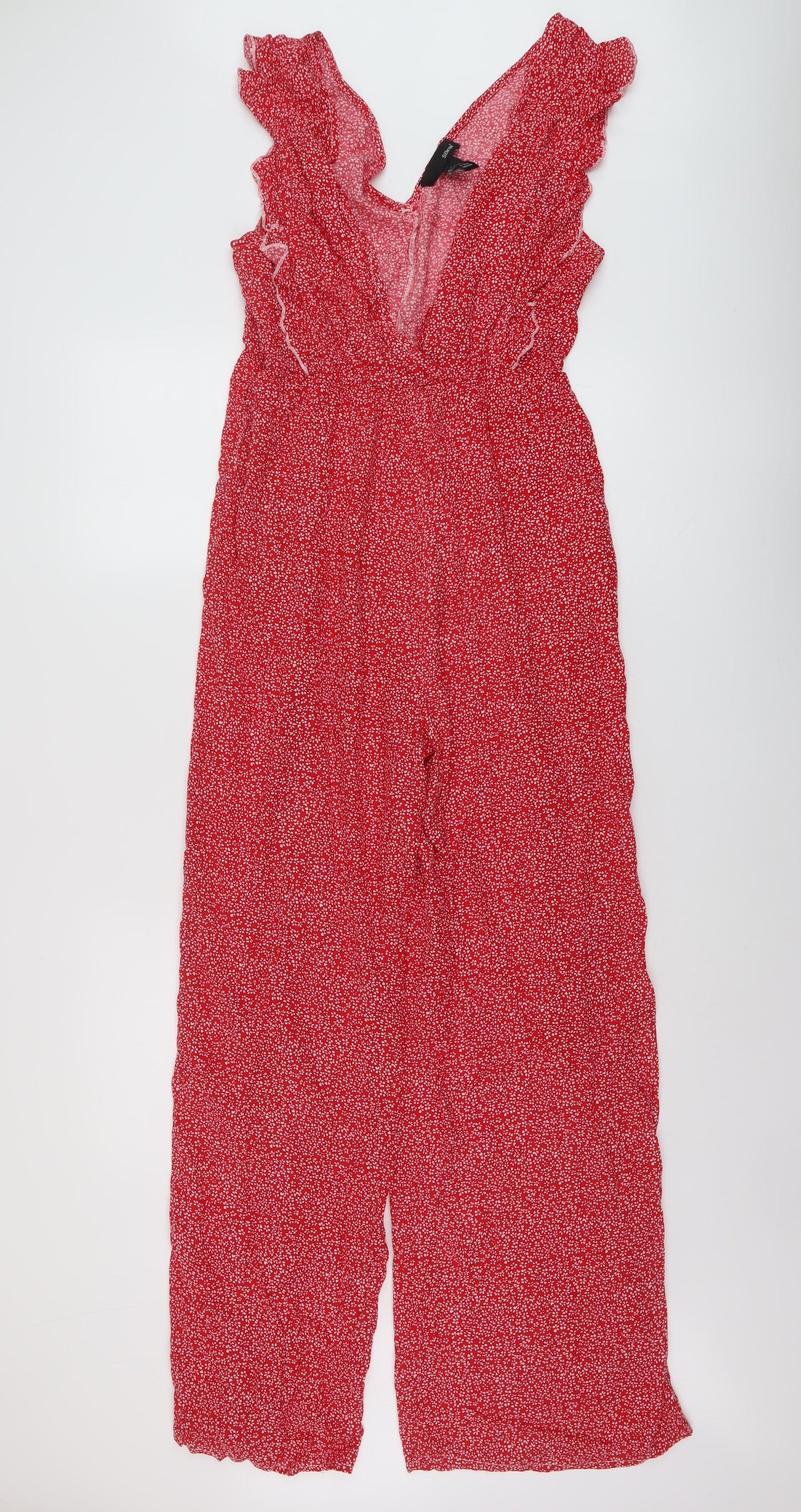 SBetro Womens Red Geometric Viscose Jumpsuit One-Piece Size XL Pullover