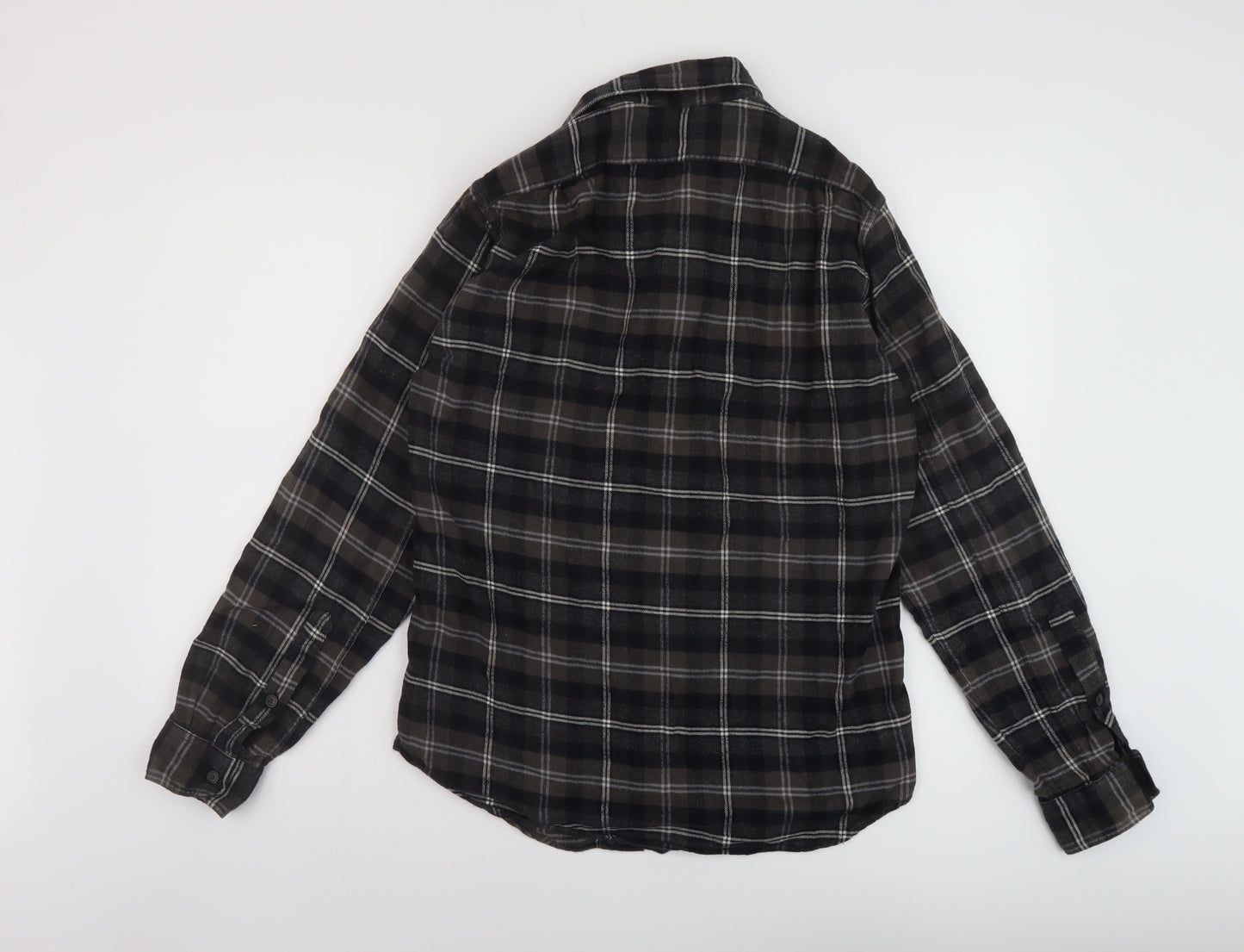 J.CREW Mens Brown Plaid Cotton Button-Up Size S Collared Button