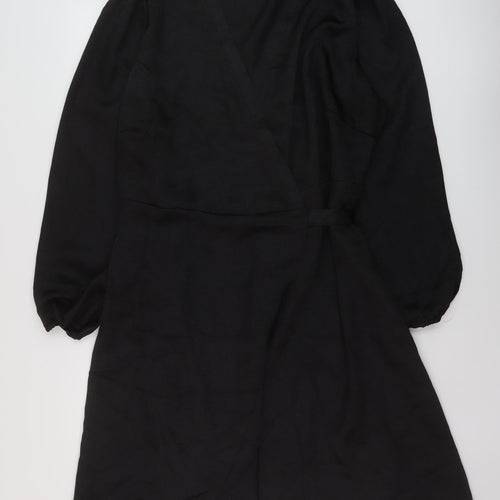 VERO MODA Womens Black Polyester Wrap Dress Size 22 V-Neck Tie