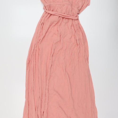 ASOS Womens Pink Viscose Maxi Size 10 One Shoulder Pullover