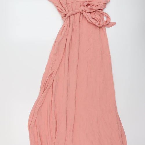 ASOS Womens Pink Viscose Maxi Size 10 One Shoulder Pullover