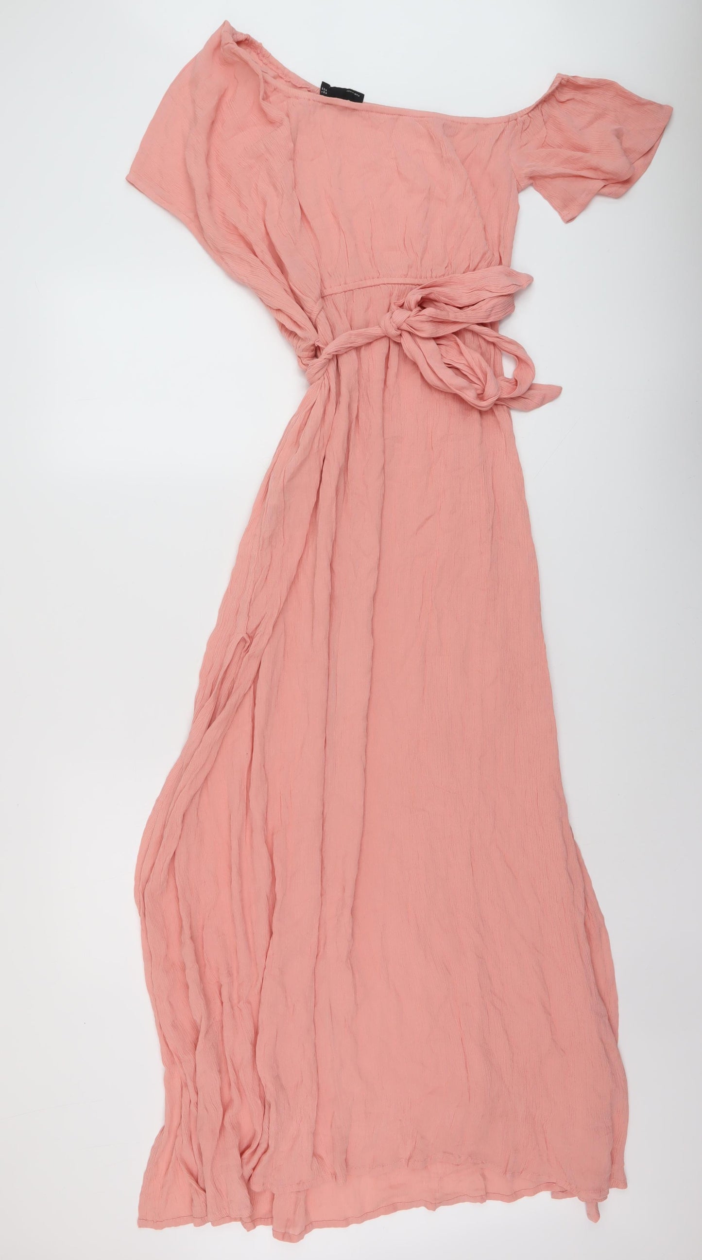 ASOS Womens Pink Viscose Maxi Size 10 One Shoulder Pullover