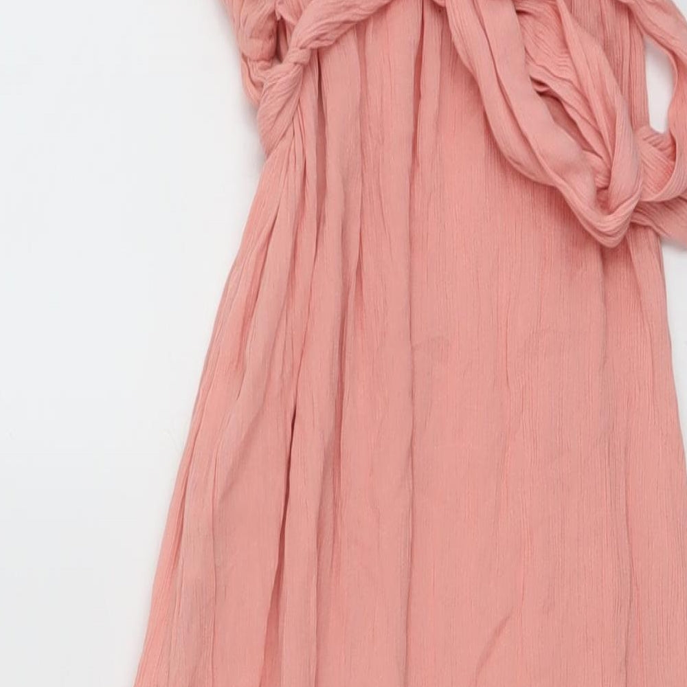 ASOS Womens Pink Viscose Maxi Size 10 One Shoulder Pullover