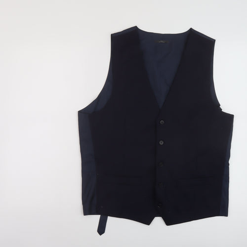 Marks and Spencer Mens Blue Wool Jacket Suit Waistcoat Size 42 Regular