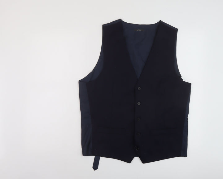 Marks and Spencer Mens Blue Wool Jacket Suit Waistcoat Size 42 Regular