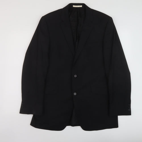 Red Herring Mens Black Striped Wool Jacket Suit Jacket Size 40 Regular