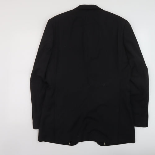 Red Herring Mens Black Striped Wool Jacket Suit Jacket Size 40 Regular