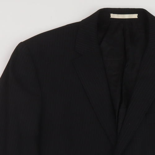 Red Herring Mens Black Striped Wool Jacket Suit Jacket Size 40 Regular