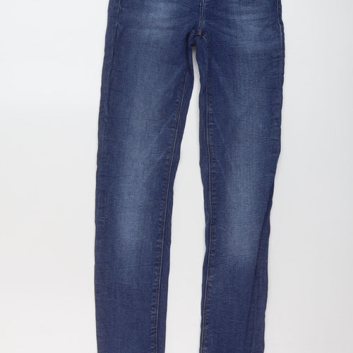 Zara Womens Blue Cotton Skinny Jeans Size 6 L26 in Regular Button