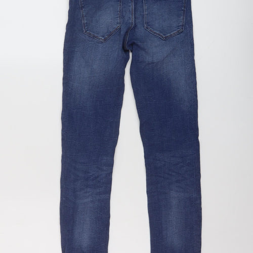 Zara Womens Blue Cotton Skinny Jeans Size 6 L26 in Regular Button