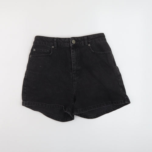 Asoso Womens Black Cotton Mom Shorts Size 10 L4 in Regular Button