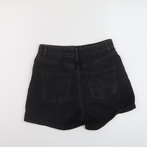 Asoso Womens Black Cotton Mom Shorts Size 10 L4 in Regular Button